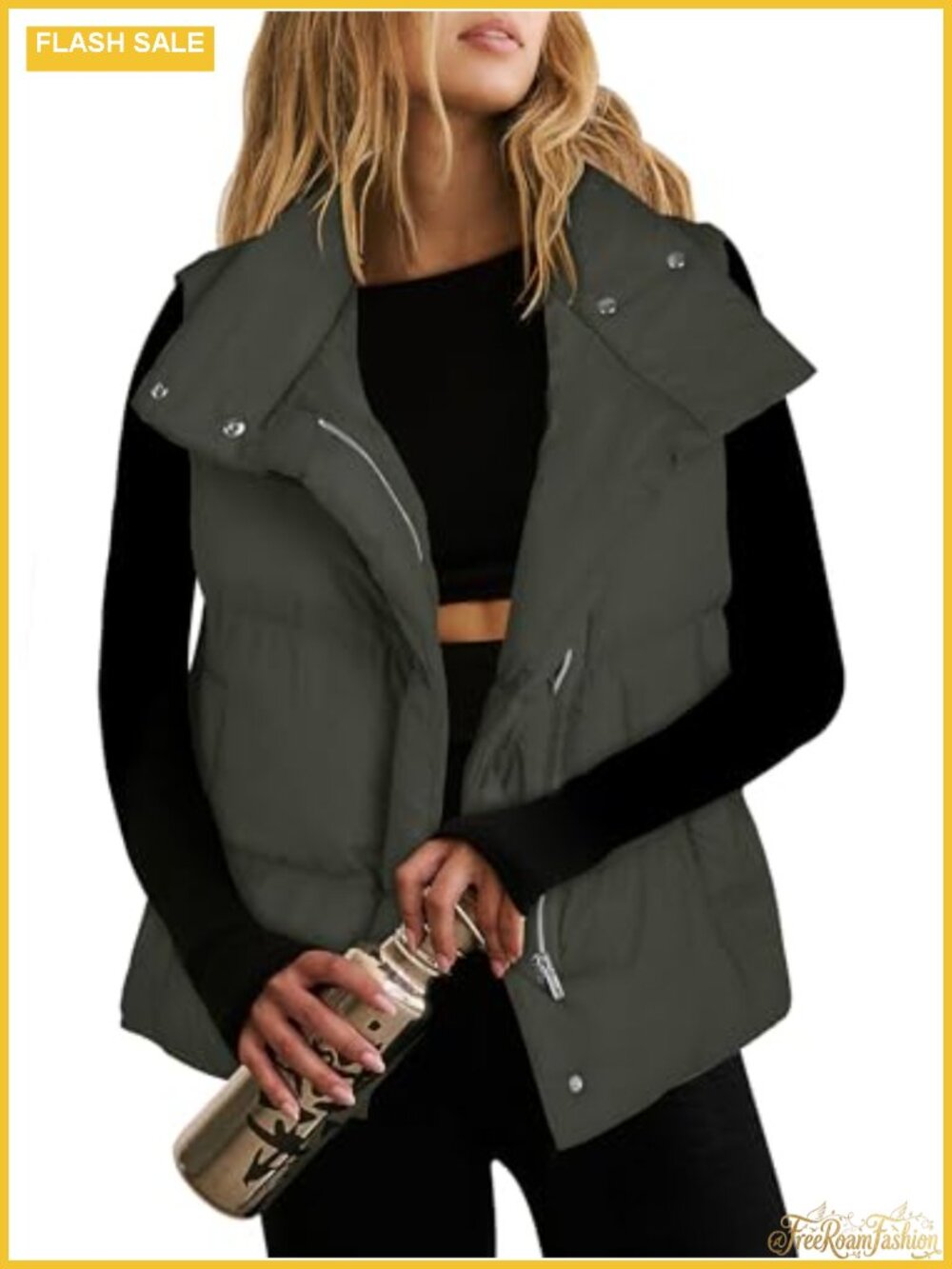 Quilted Puffer Vest Zip Up Padded Gilet Sleeveless Winter Outerwear